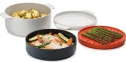 Joseph Joseph M-Cuisine 4-Piece Stackable Microwave Cooking Set - Stone/Orange -Home Furnishing Store 27442 19127