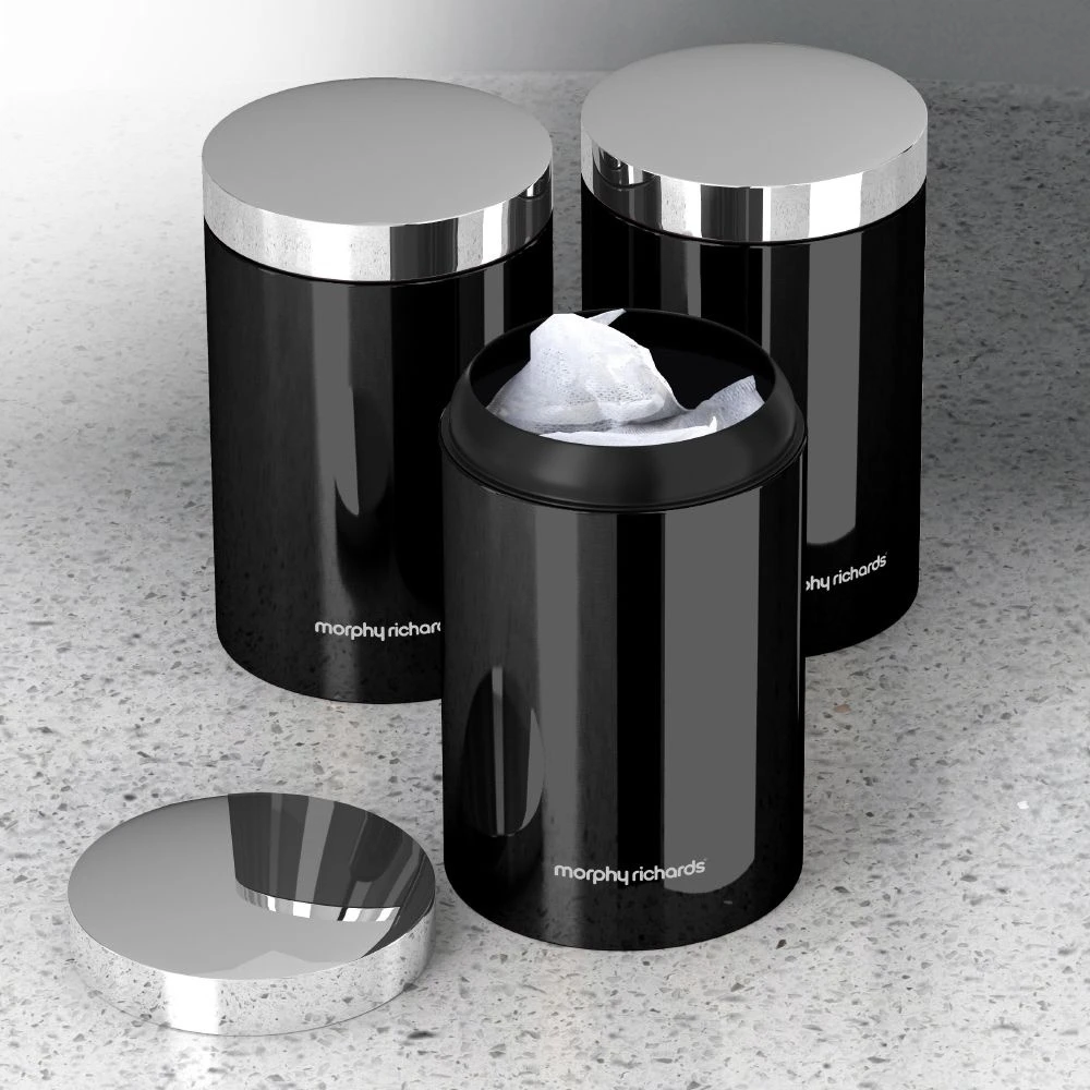 Morphy Richards Accents Set Of 3 Canisters Black 4 Morphy Richards Accents Set Of 3 Canisters Black - Image 2