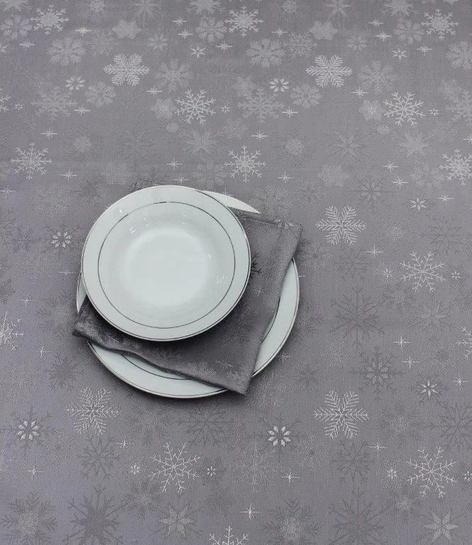 Peggy Wilkins Snow Crystal 67 X 100 Tablecloth Grey 4 Peggy Wilkins Snow Crystal 67 X 100 Tablecloth Grey - Image 2