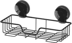 Showerdrape Suctionloc Rectangular Basket Black