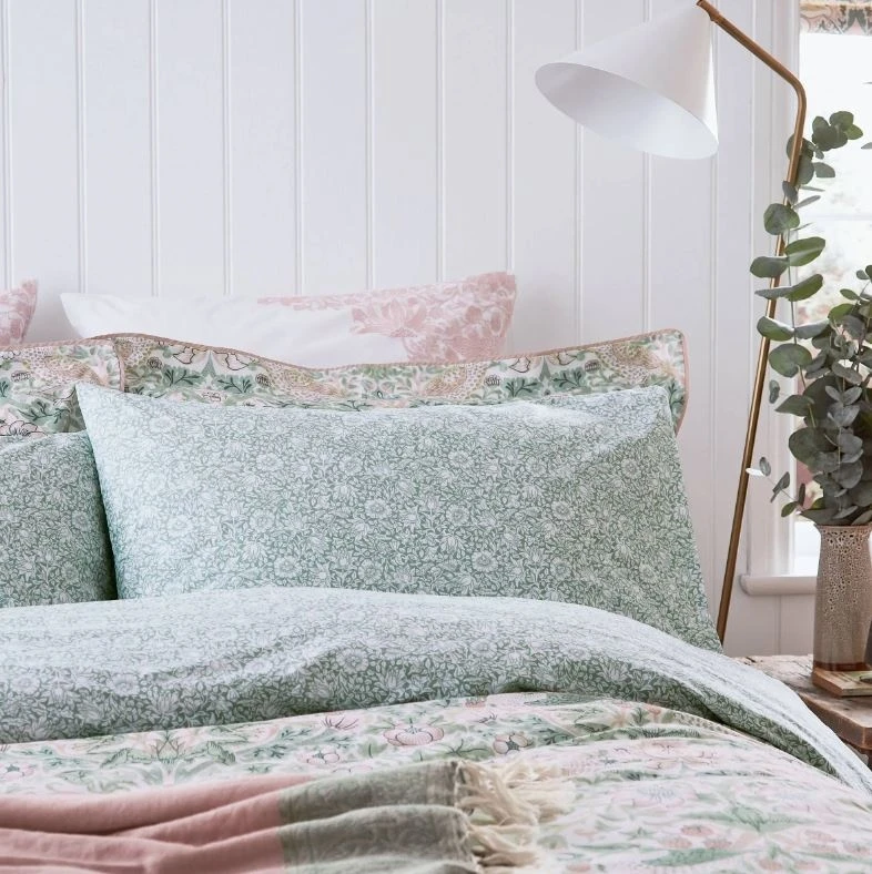 Morris & Co Strawberry Thief Pink Standard Pillowcase Pair 4 Morris & Co Strawberry Thief Pink Standard Pillowcase Pair - Image 2