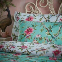 Furn Vintage Chinoiserie Floral Exotic Duvet Cover Set Jade -Home Furnishing Store 53562 25565