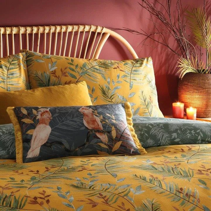 Furn Mazari Exotic Jungle Duvet Cover Set Mustard 6 Furn Mazari Exotic Jungle Duvet Cover Set Mustard - Image 4
